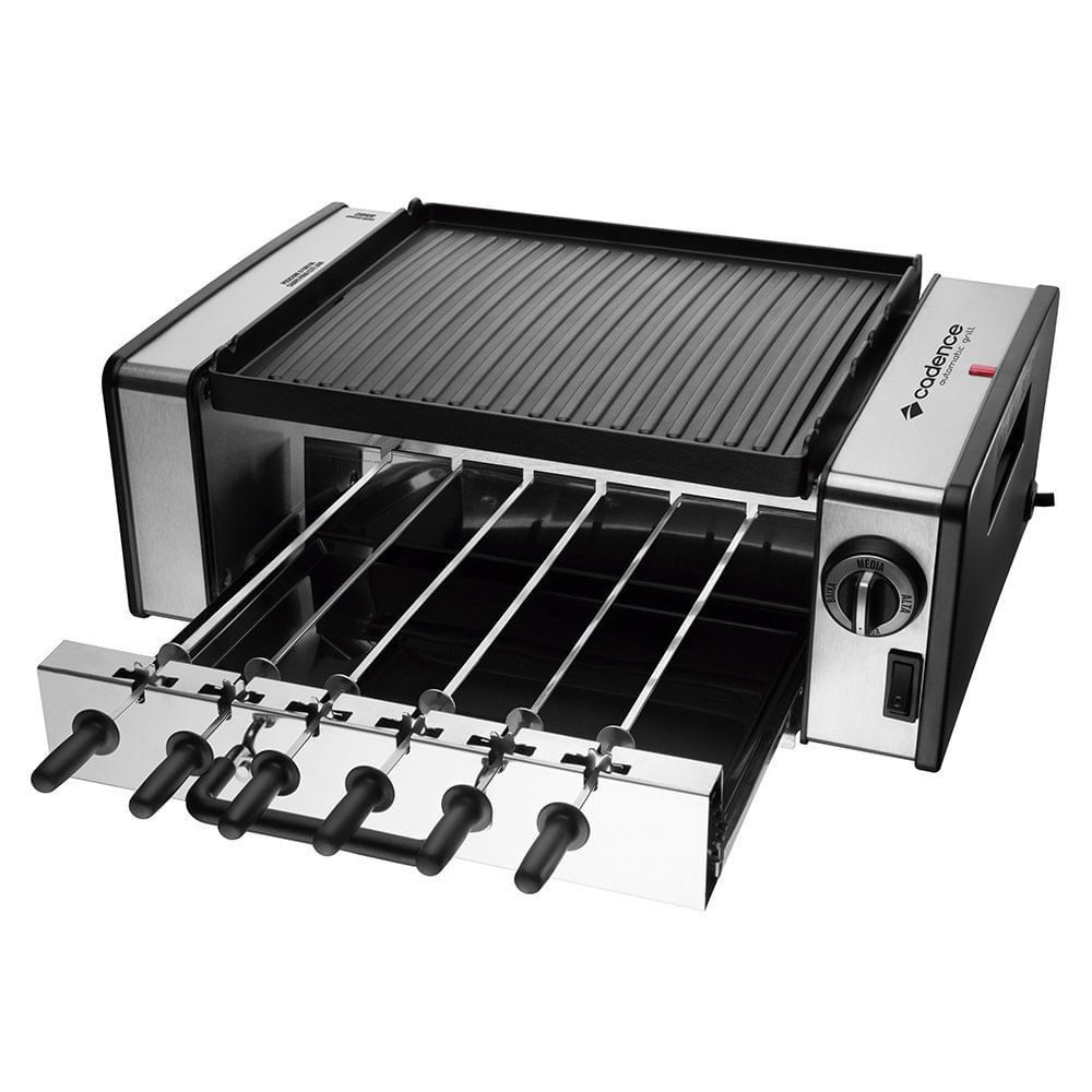 CHURRASQUEIRA ELETRICA MESA GRL700 AUT CHAPA ESPETOS GRILL CADENCE 220V - Imagem 2