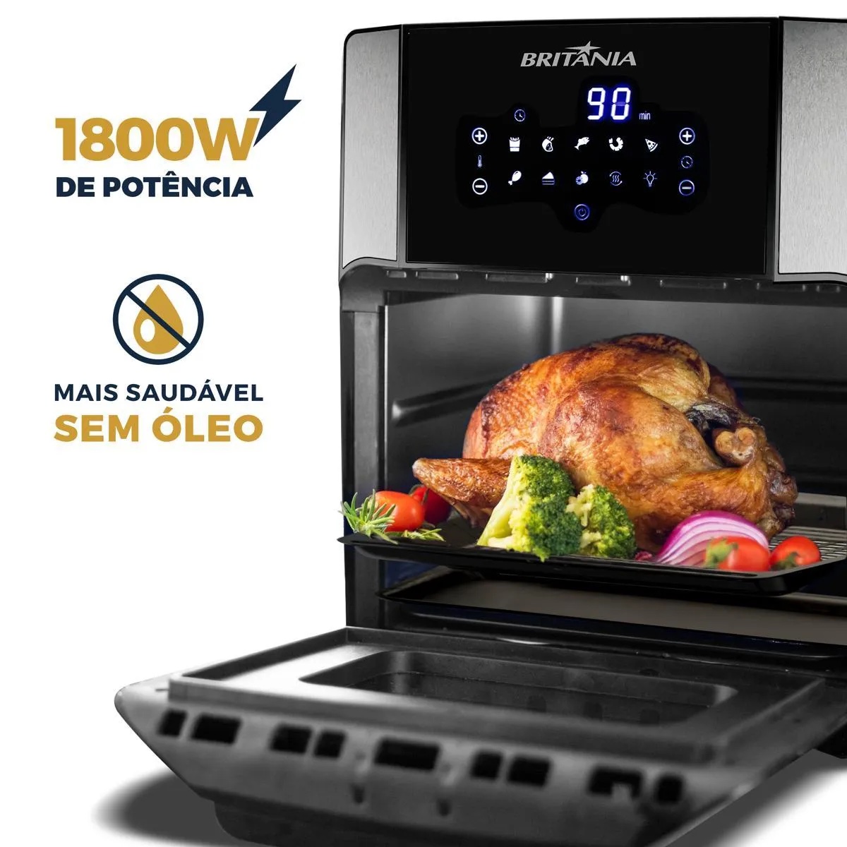 FRITADEIRA AIR FRYER 12.0 LTS 1.800W INOX PT BFR2100P OVEN BRITANIA 220V
