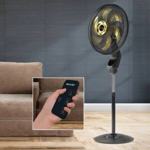 VENT. MALLORY 40 COLUNA 6P 126W AIR TIMER PRETO HEL. DOURADO 220V