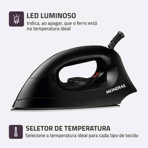 FERRO SECO BLACK FSN55B 1200W MONDIAL 220V - Imagem 3