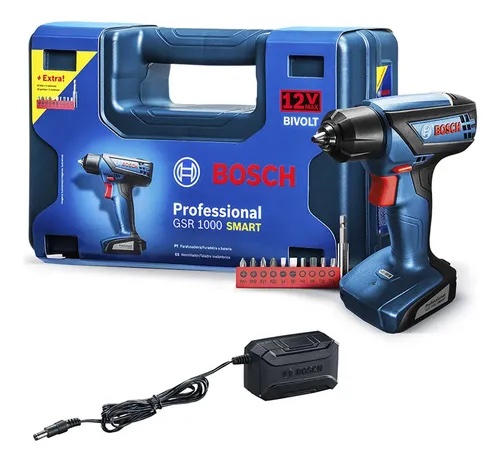 PARAFUSADEIRA BOSCH GSR 1000 SMART 12 VEL BATERIA C MALETA 220V