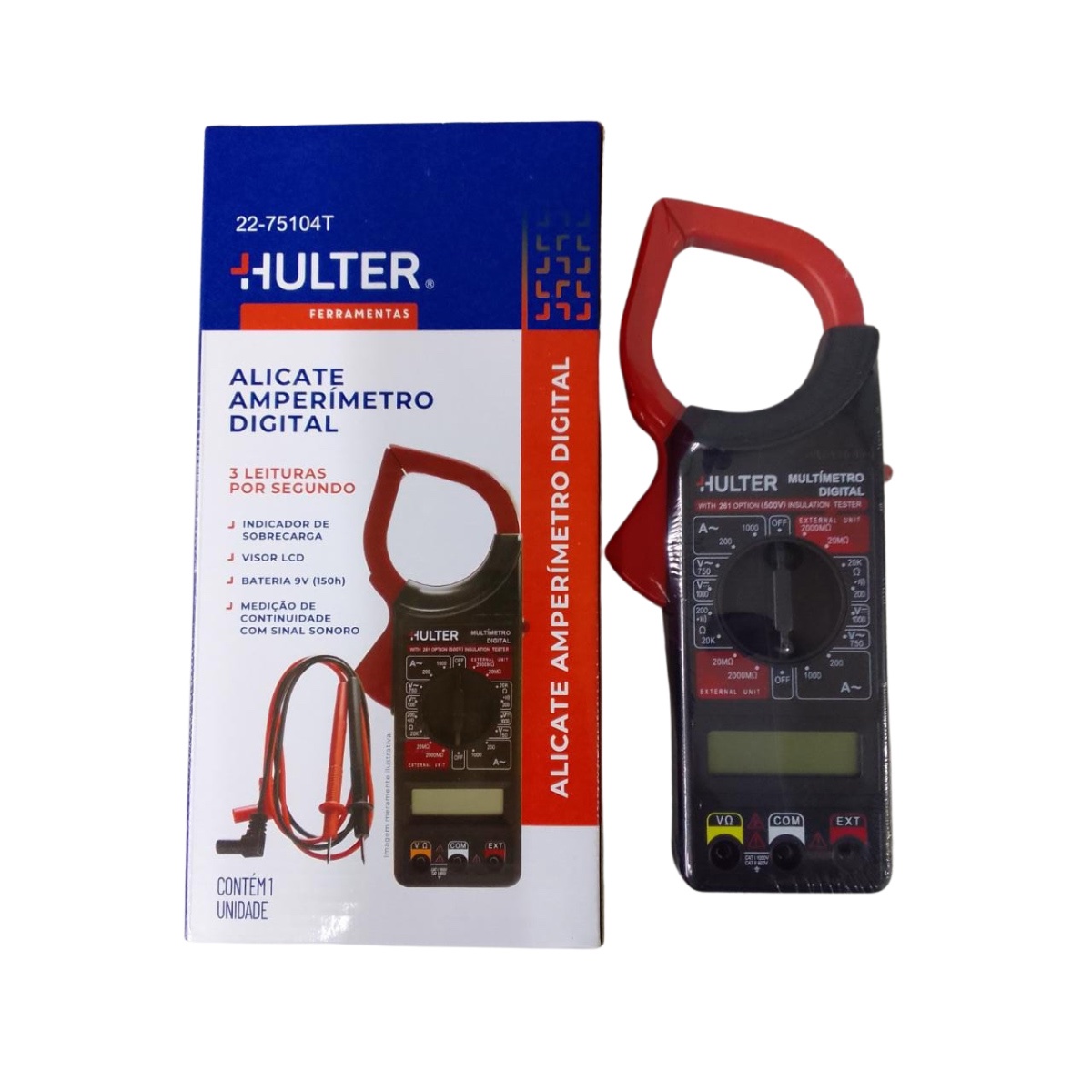 ALICATE AMPERIMETRO DIGITAL CAT II AC 750V DC 1000V HULTER